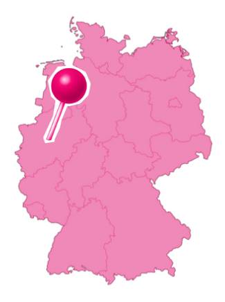 Deutschlandkarte im Collagenstyle mit einem Pin auf Dortmund